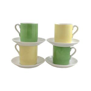 Asahi Japan Demitasee Espresso Cups with Saucers, 8 Piece Set, 4 Cups, 4 Saucers